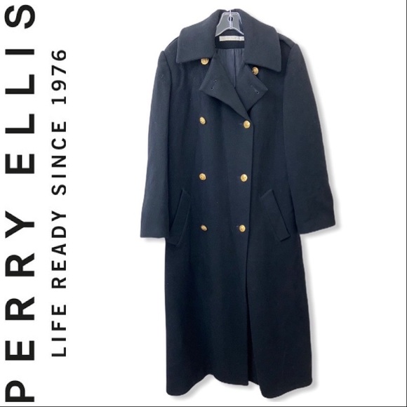Perry Ellis Jackets & Blazers - PERRY ELLIS Long Double Breasted Wool Pea Coat